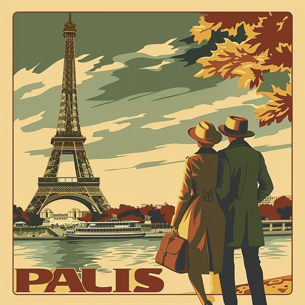 Affiche vintage Paris Tour Eiffle