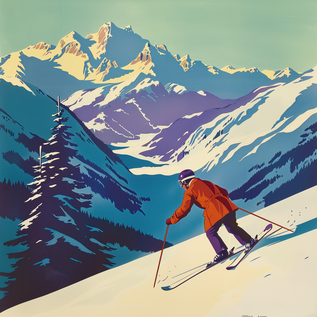 Affiche vintage Alpes Française Montagne et Ski