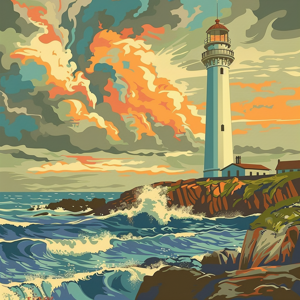 Poster vintage Bretagne Tour de contrôle 