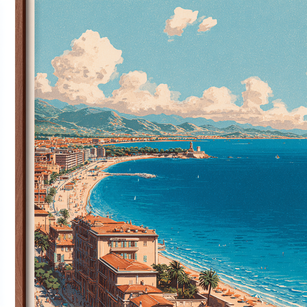 Affiche côte d'azur plage 
