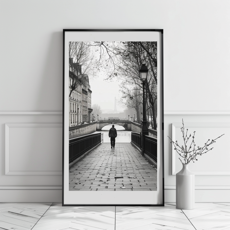 Affiche noir et blanc centre ville