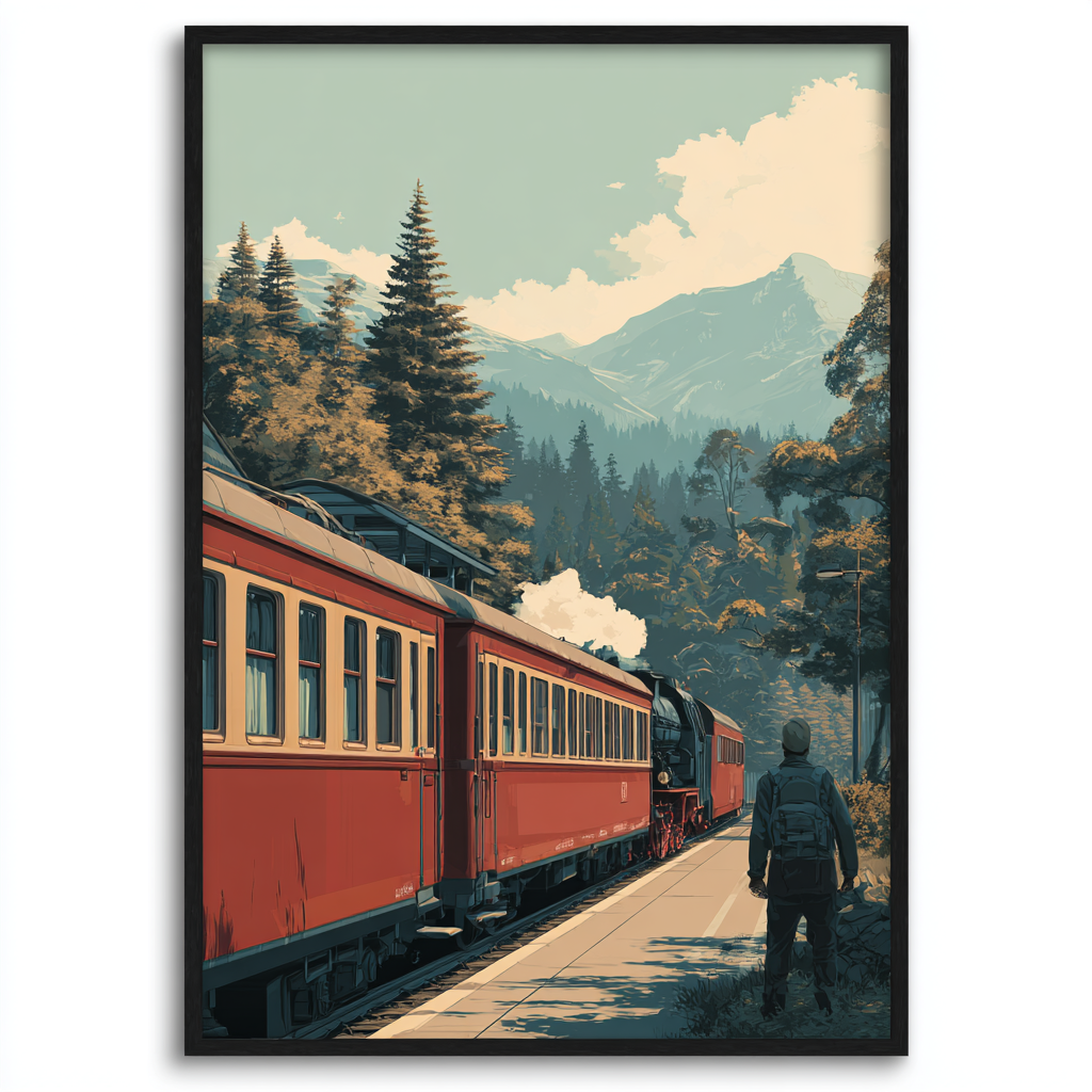 Affiche vintage train Gare