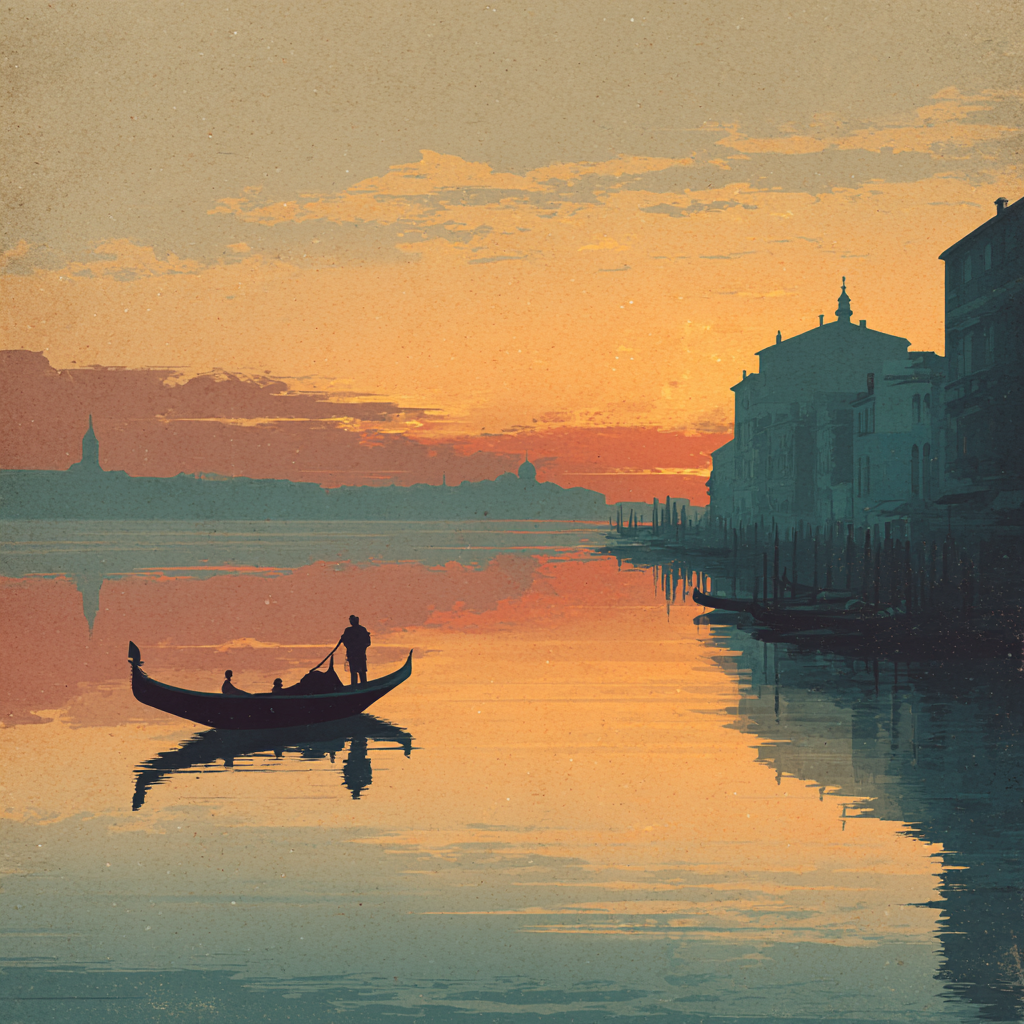 Affiche vintage venise coucher de soleil