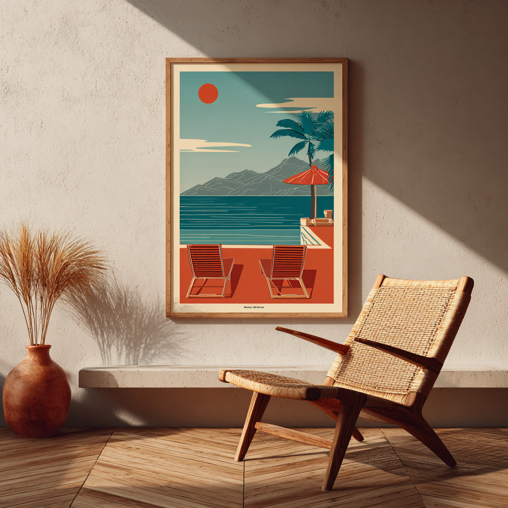 Affiche vintage côte d'Azure Dessein