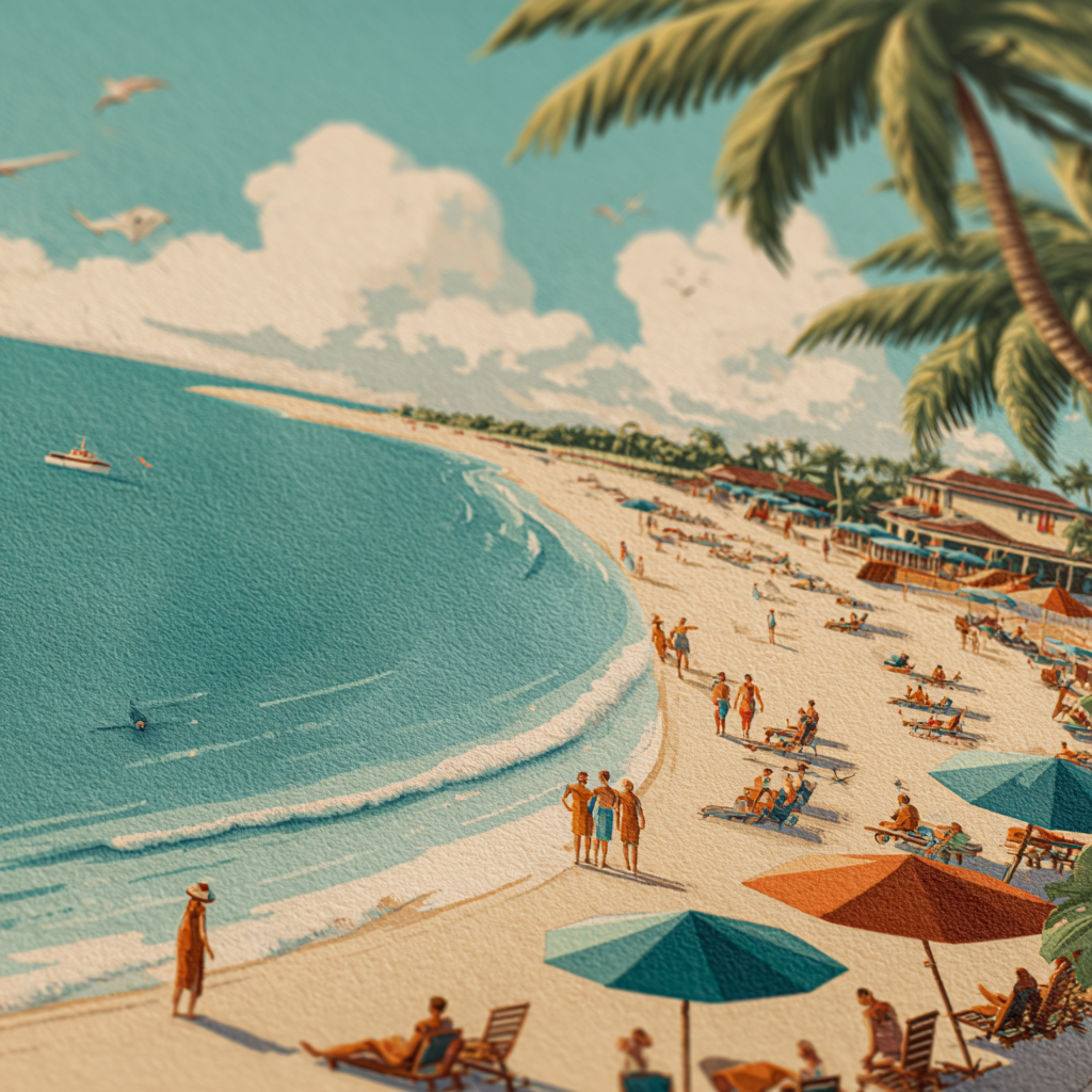 Affiche vintage tourisme plage 