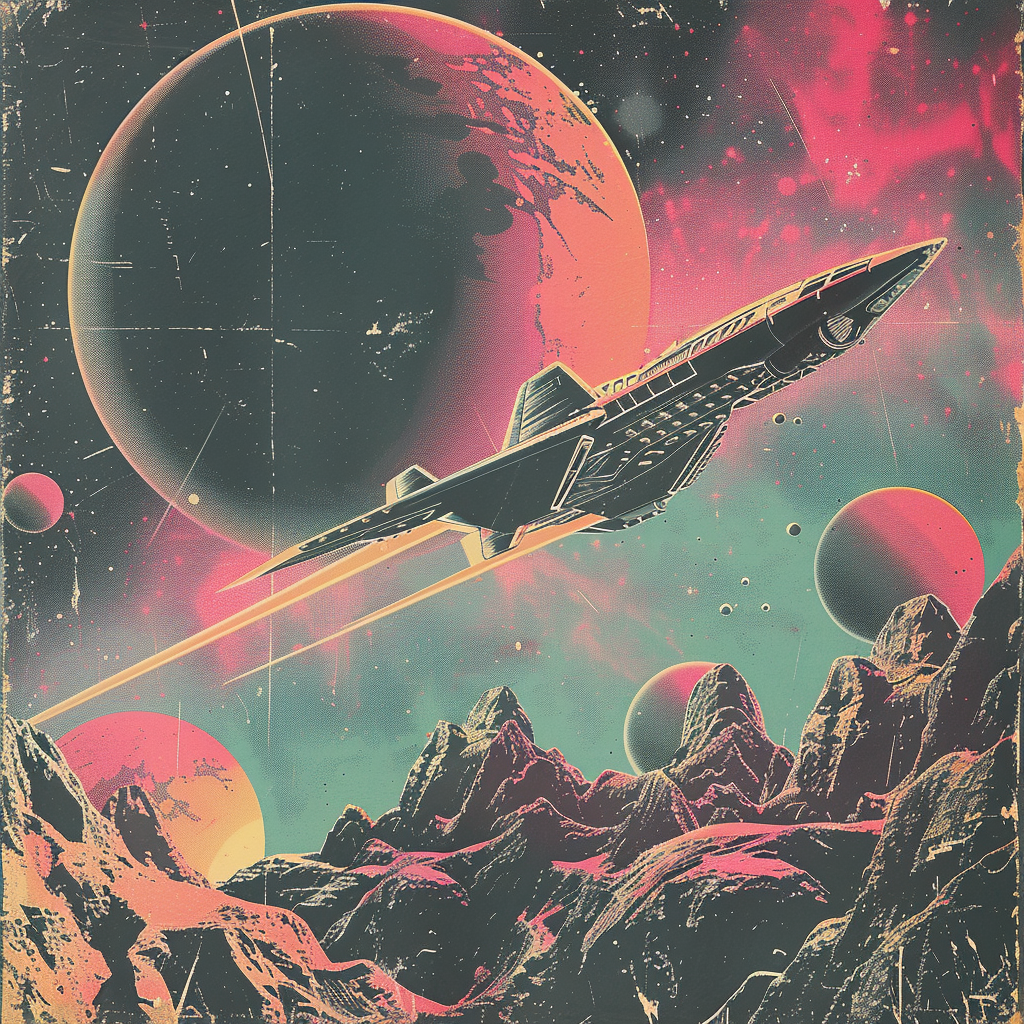 Poster Vintage science fiction style retro