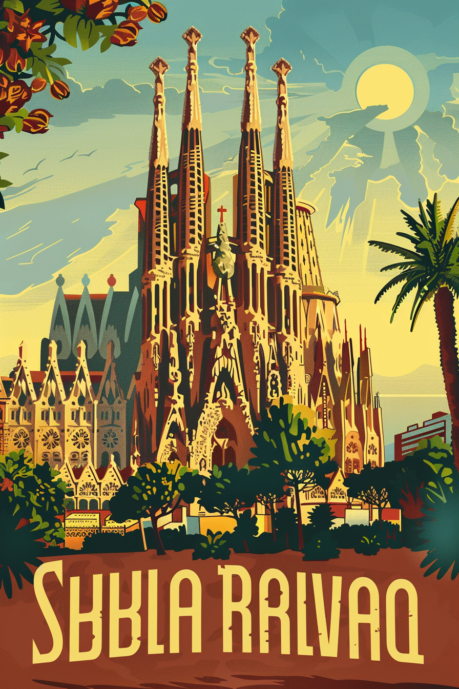 Poster vintage Sagrada Familia