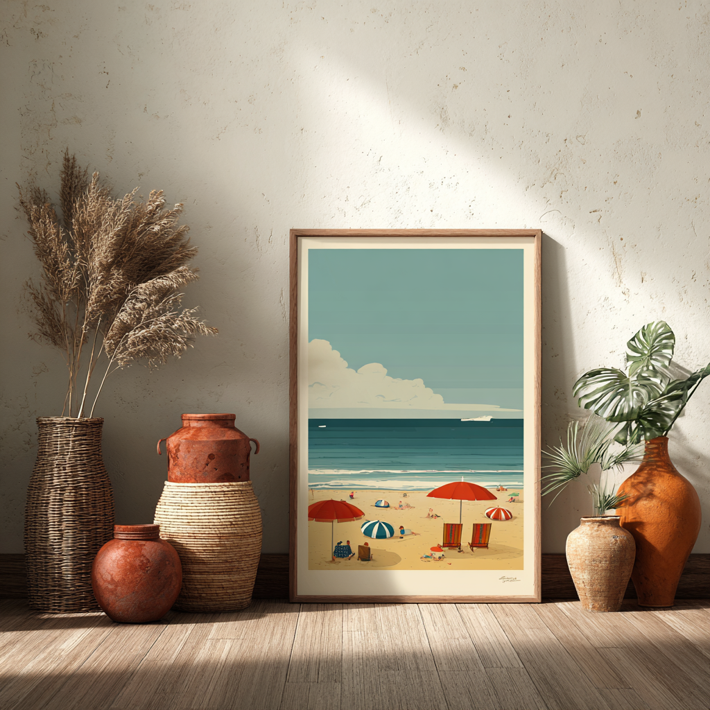 Tableau vintage plage 